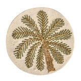 Palm Embroidery Coasters Set of 4- Beige and Brown