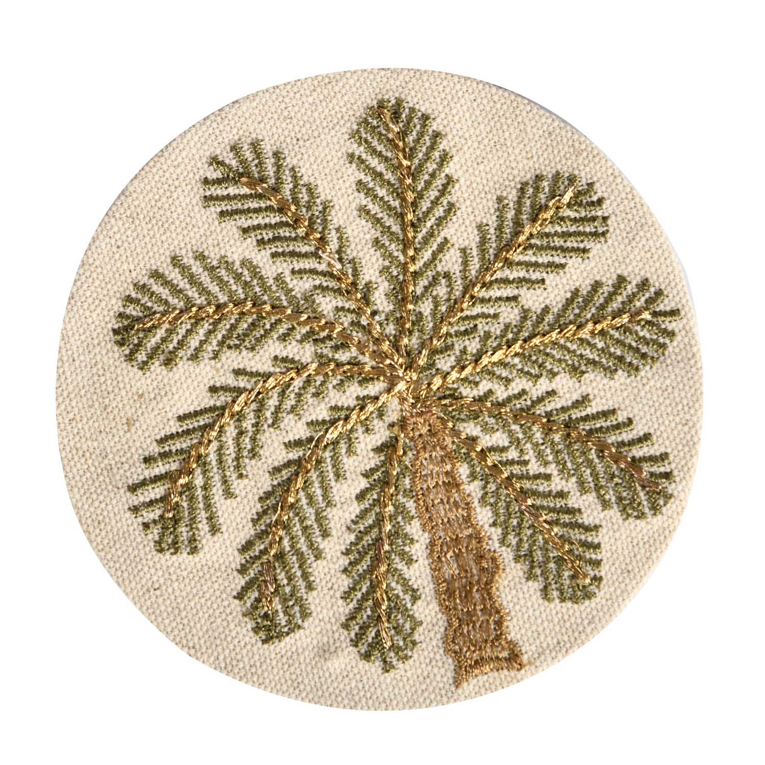 Palm Embroidery Coasters Set of 4- Beige and Brown