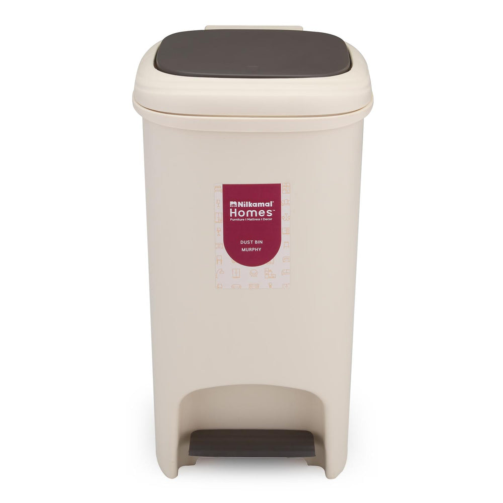 Pedal Press 10 L Polypropylene Dustbin- Beige