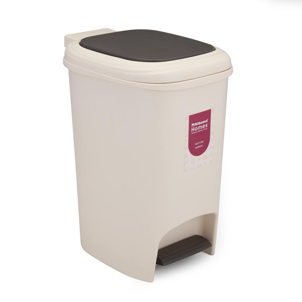 Pedal Press 10 L Polypropylene Dustbin- Beige