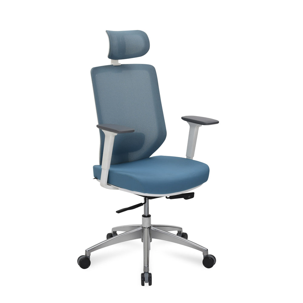 Poise Pro High Back Mesh Chair- White and Blue