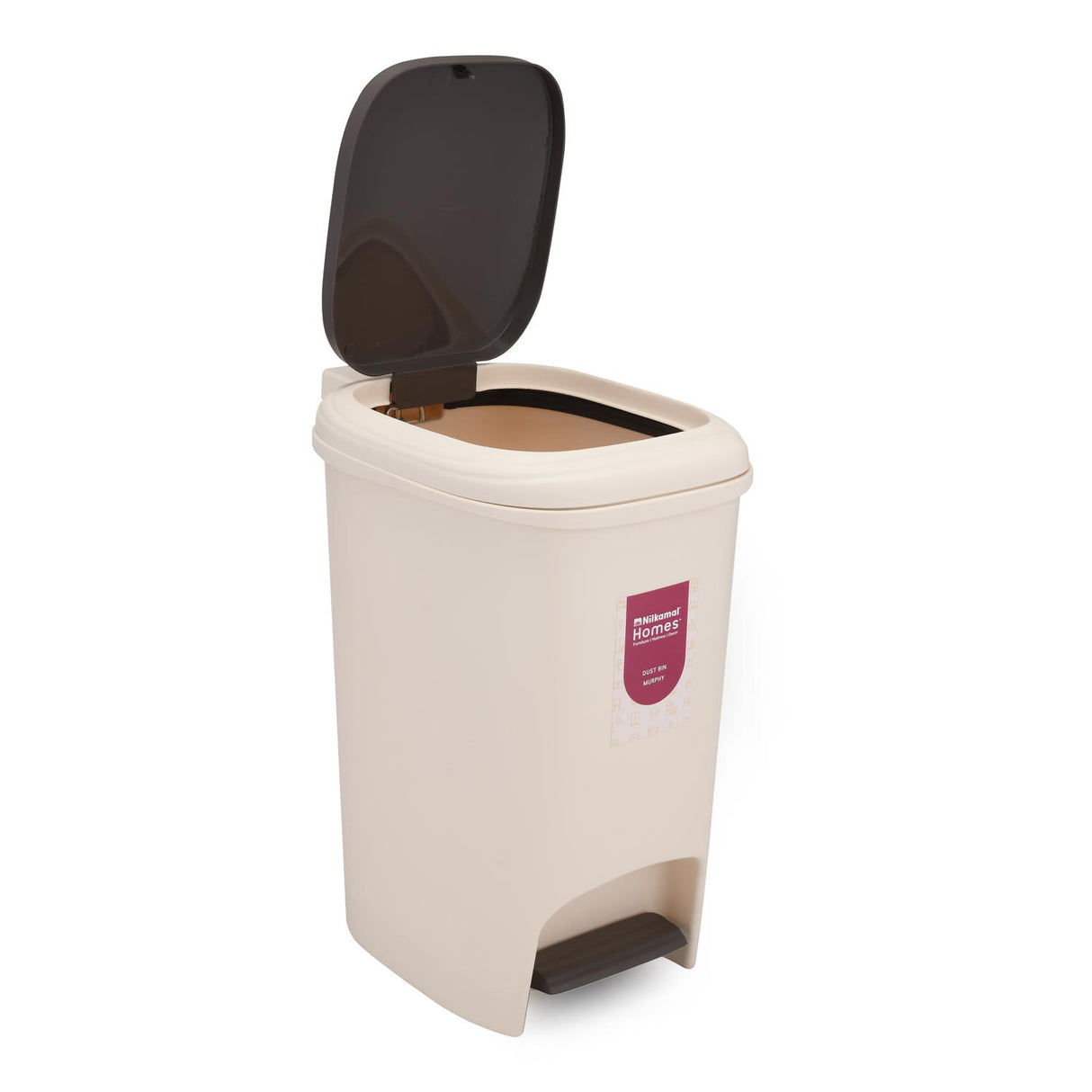 Pedal Press 10 L Polypropylene Dustbin- Beige