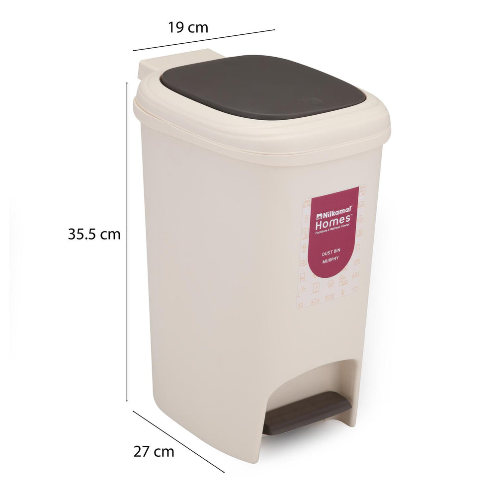 Pedal Press 10 L Polypropylene Dustbin- Beige