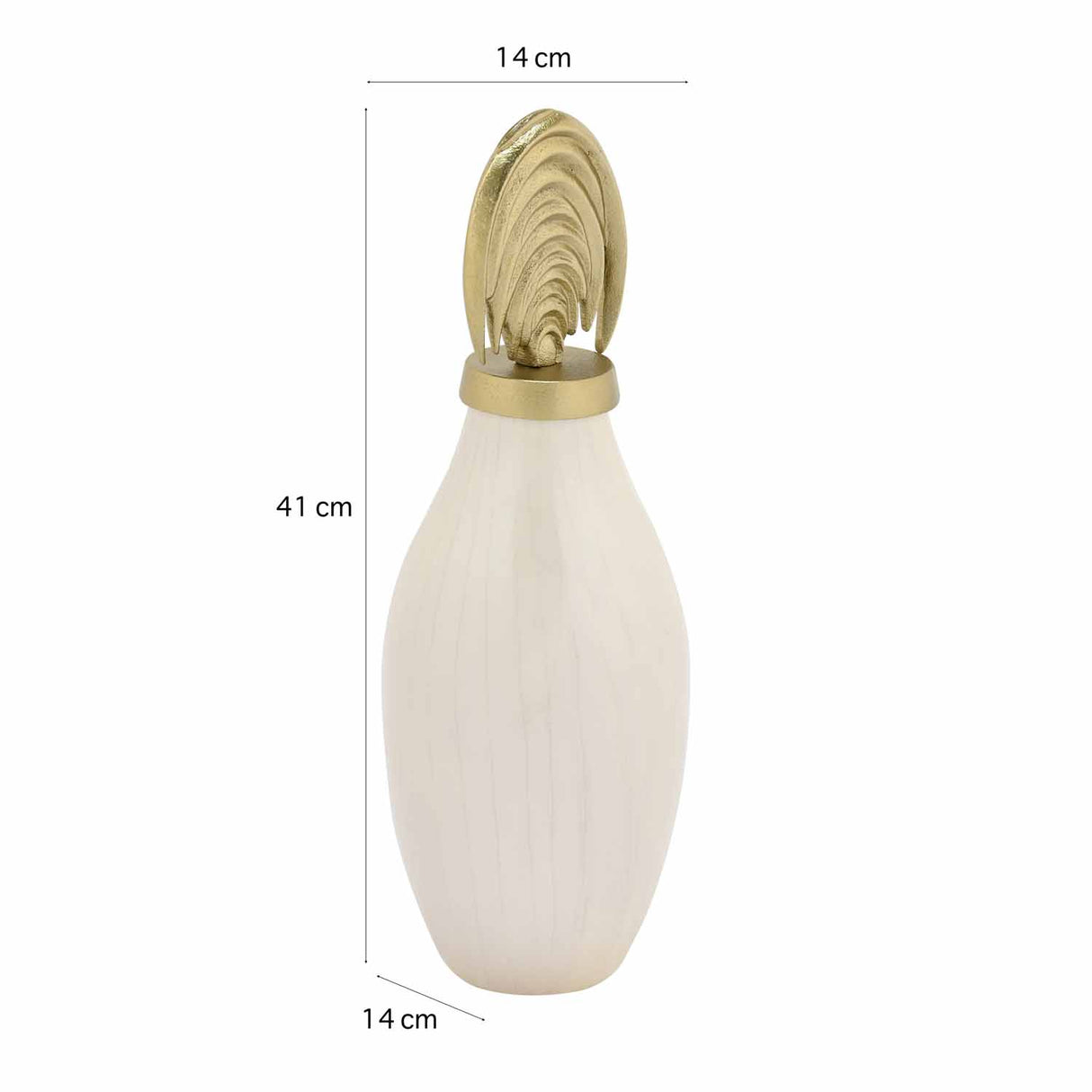 Metal Vase with Arch Lid Small- Cream and Gold