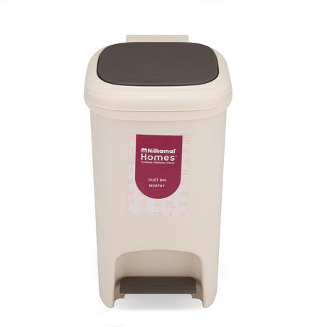 Pedal Press 8 L Polypropylene Dustbin- Beige