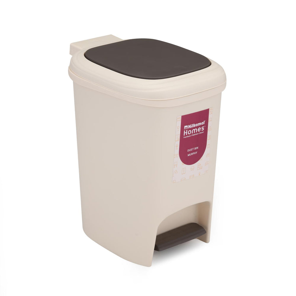 Pedal Press 8 L Polypropylene Dustbin- Beige