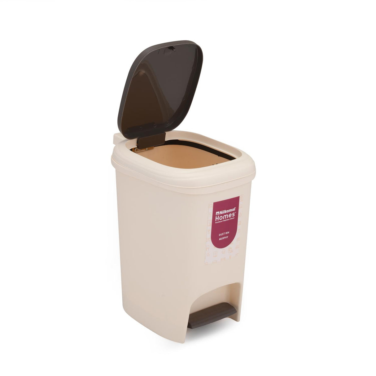 Pedal Press 8 L Polypropylene Dustbin- Beige