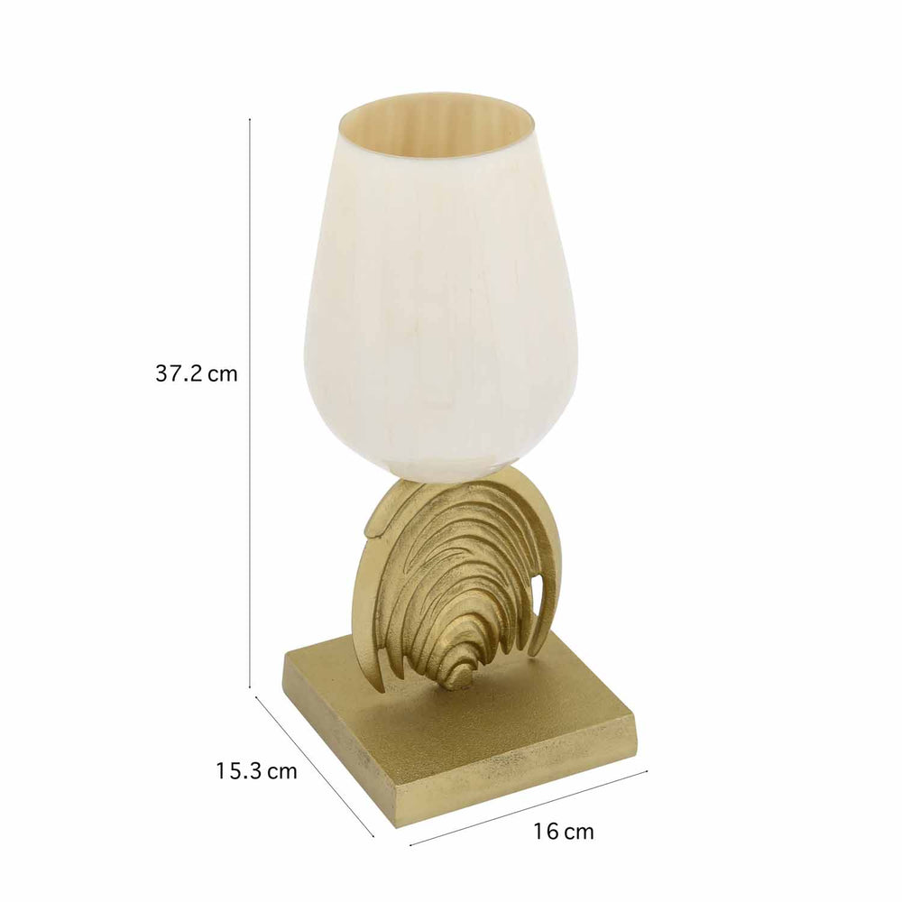 Decorative Hurricane Candle Holder with Metal Arch Holder Large- Cream and Gold