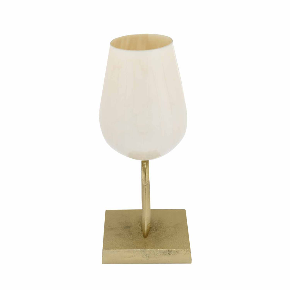 Decorative Hurricane Candle Holder with Metal Arch Holder Large- Cream and Gold