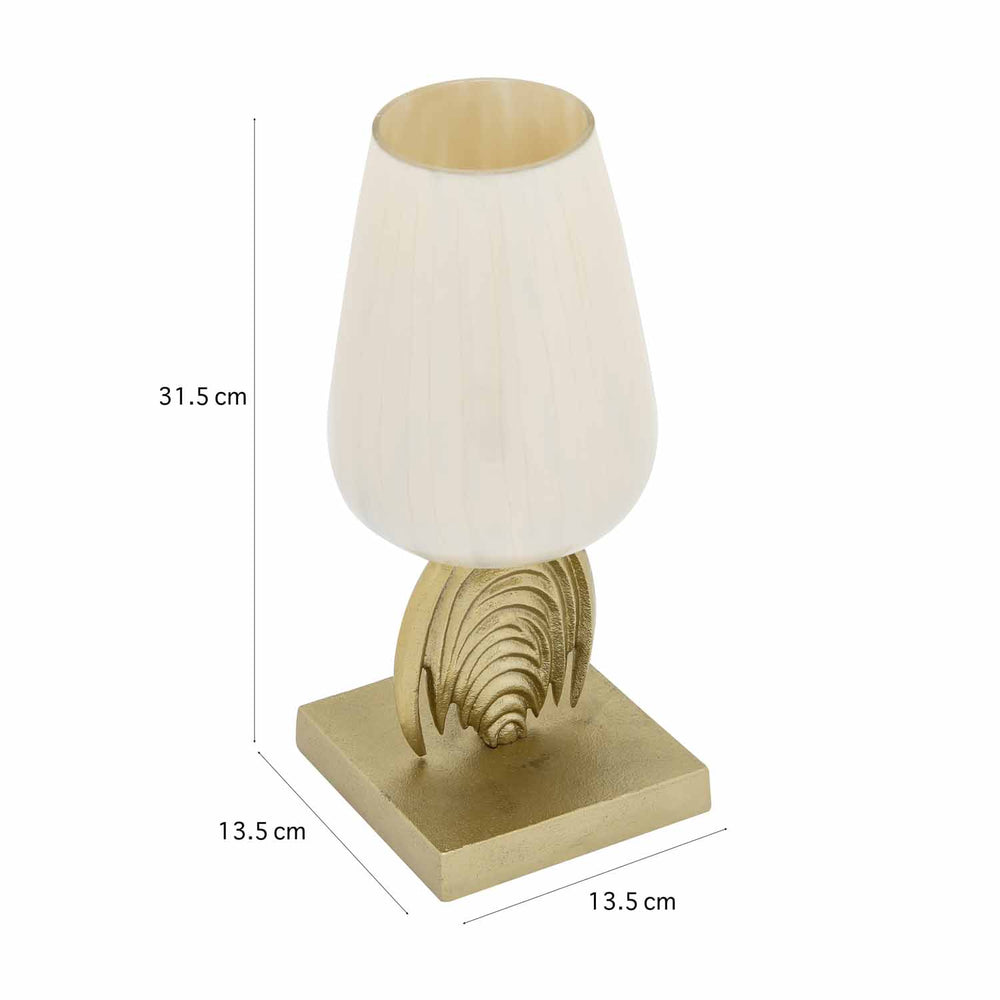 Decorative Hurricane Glass Candle Holder with Metal Arch Holder Small- Cream and Gold
