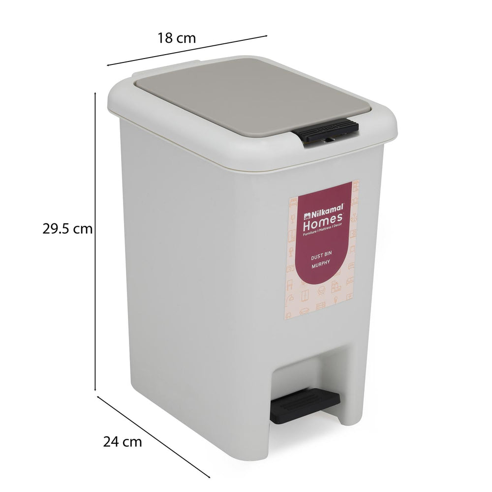 Pedal Press 6.5 L Polypropylene Dustbin- Grey