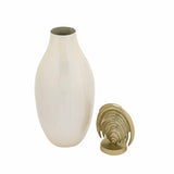 Metal Vase with Arch Lid- Cream and Gold