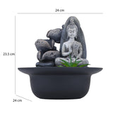Zen Buddha Polyresin Decorative Table Top Water Fountain with LED Light- Grey