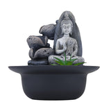 Zen Buddha Polyresin Decorative Table Top Water Fountain with LED Light- Grey