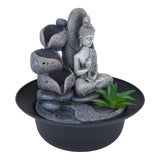Zen Buddha Polyresin Decorative Table Top Water Fountain with LED Light- Grey
