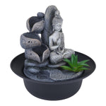 Zen Buddha Polyresin Decorative Table Top Water Fountain with LED Light- Grey