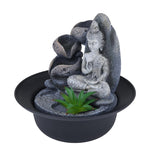 Zen Buddha Polyresin Decorative Table Top Water Fountain with LED Light- Grey