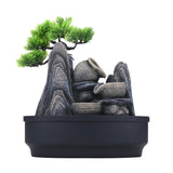 Tree and Three Pots Polyresin Decorative Table Top Water Fountain with LED Light- Grey