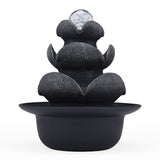Lotus Petal Polyresin Decorative Table Top Water Fountain with LED Light- Grey