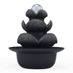 Lotus Petal Polyresin Decorative Table Top Water Fountain with LED Light- Grey