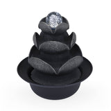 Lotus Petal Polyresin Decorative Table Top Water Fountain with LED Light- Grey