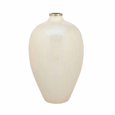 Droplet Shaped Metal Vase- Cream and Gold