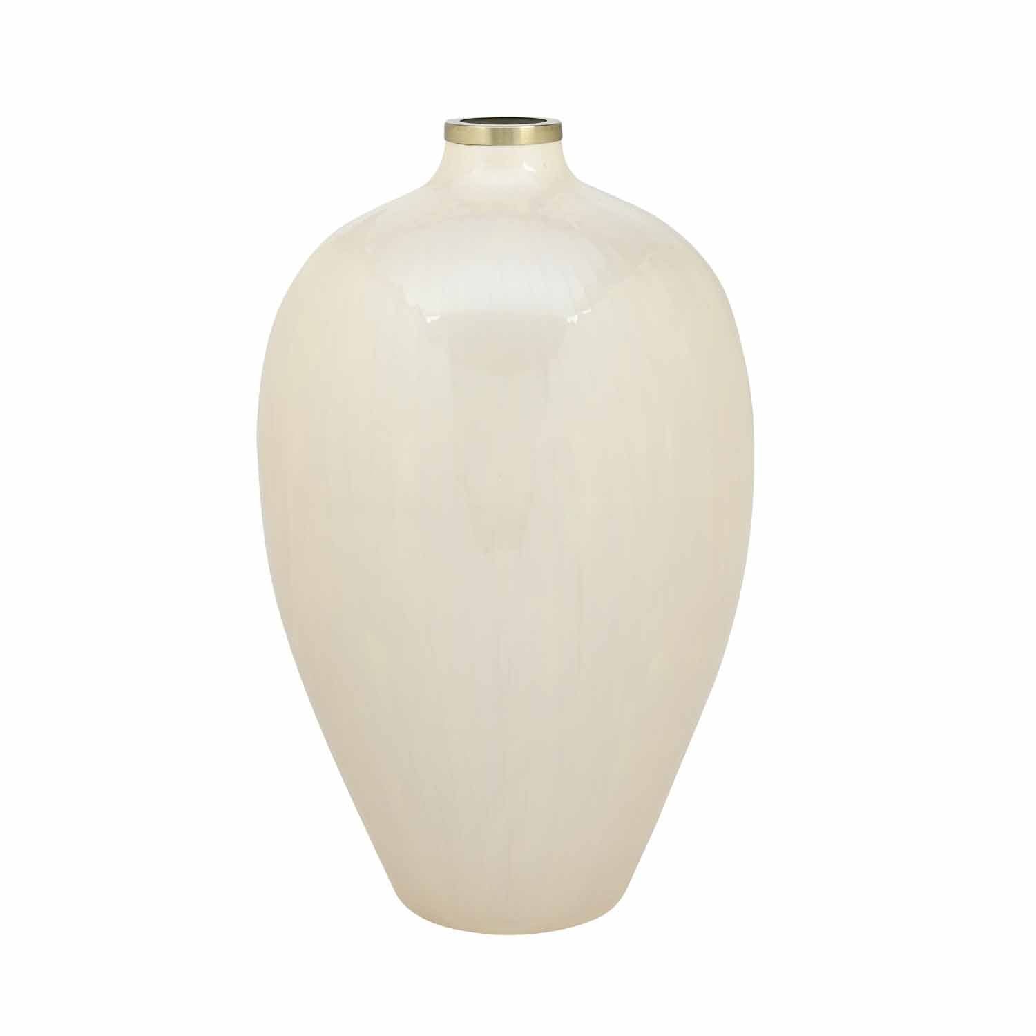 Droplet Shaped Metal Vase- Cream and Gold