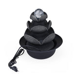Lotus Petal Polyresin Decorative Table Top Water Fountain with LED Light- Grey