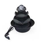 Lotus Petal Polyresin Decorative Table Top Water Fountain with LED Light- Grey
