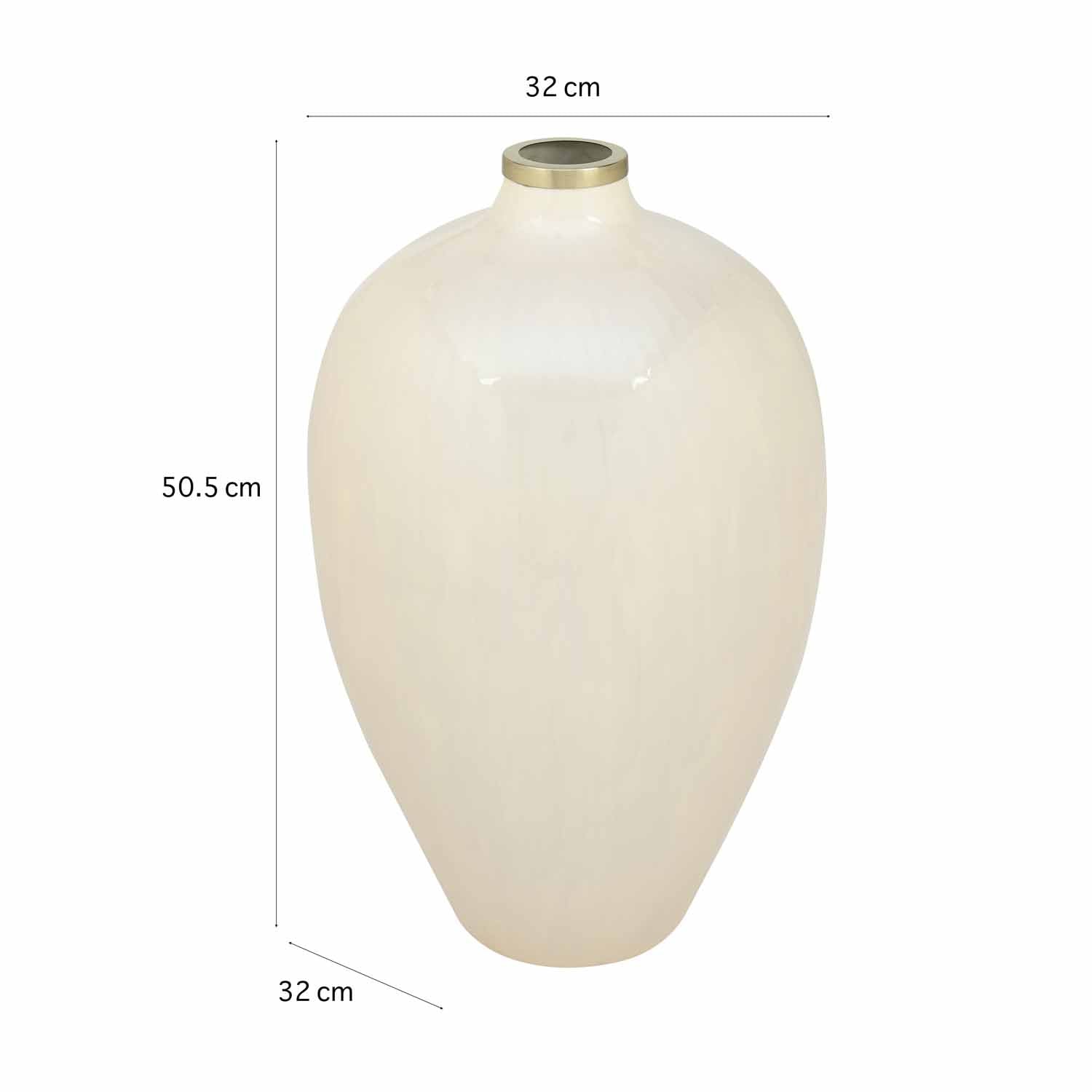 Droplet Shaped Metal Vase- Cream and Gold
