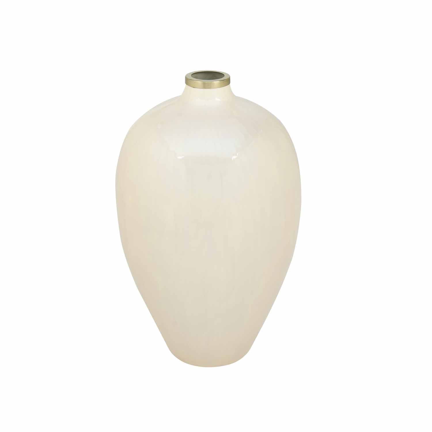 Droplet Shaped Metal Vase- Cream and Gold