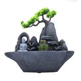 Zen Buddha in Miniature Garden Polyresin Table Top Water Fountain with LED Light- Grey