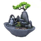 Zen Buddha in Miniature Garden Polyresin Table Top Water Fountain with LED Light- Grey