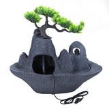 Zen Buddha in Miniature Garden Polyresin Table Top Water Fountain with LED Light- Grey