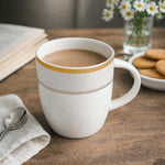 Heritage Gold Rim Porcelain Coffee Mug Set of 6- White and Gold