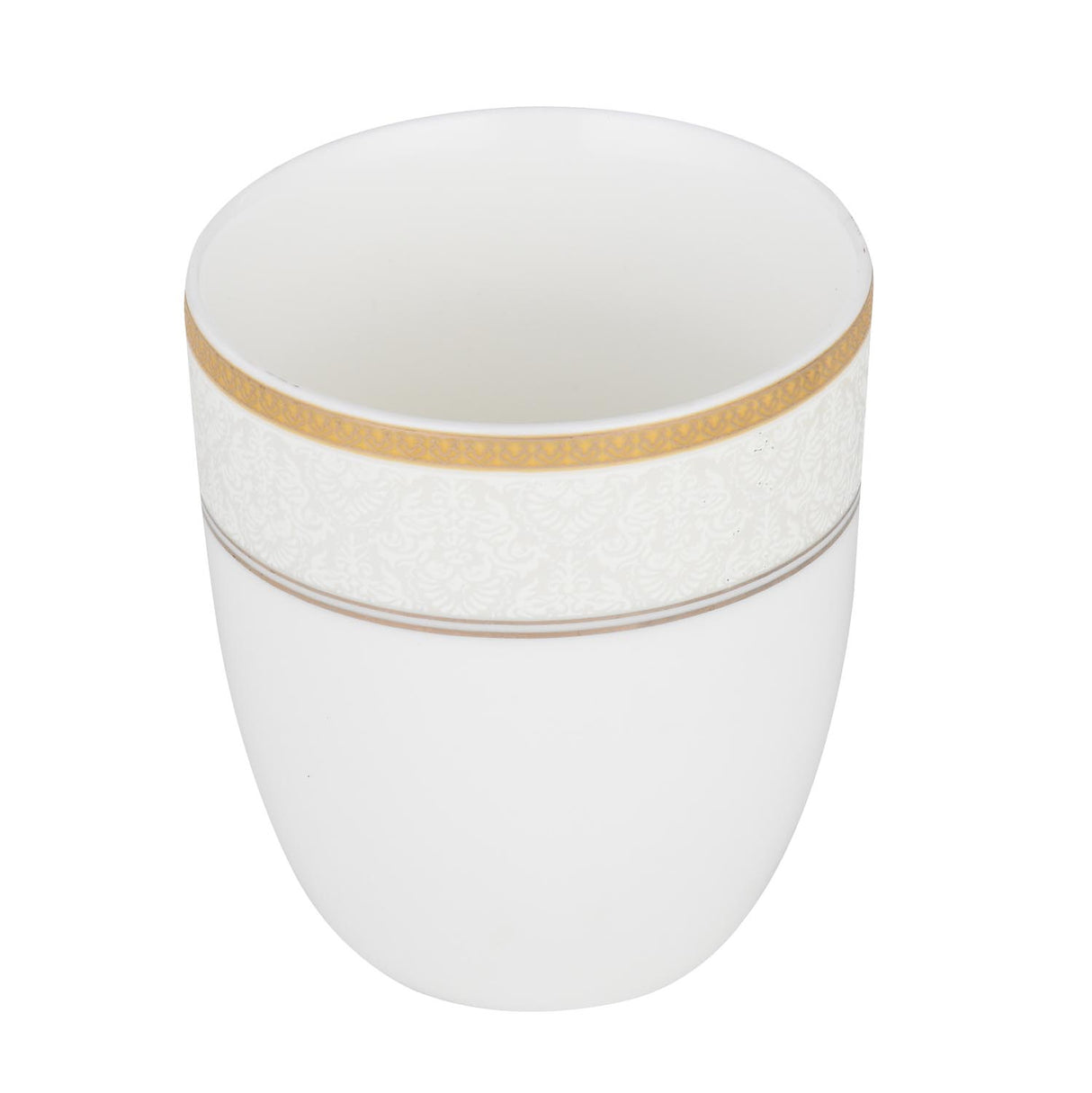 Heritage Gold Rim Porcelain Coffee Mug Set of 6- White and Gold