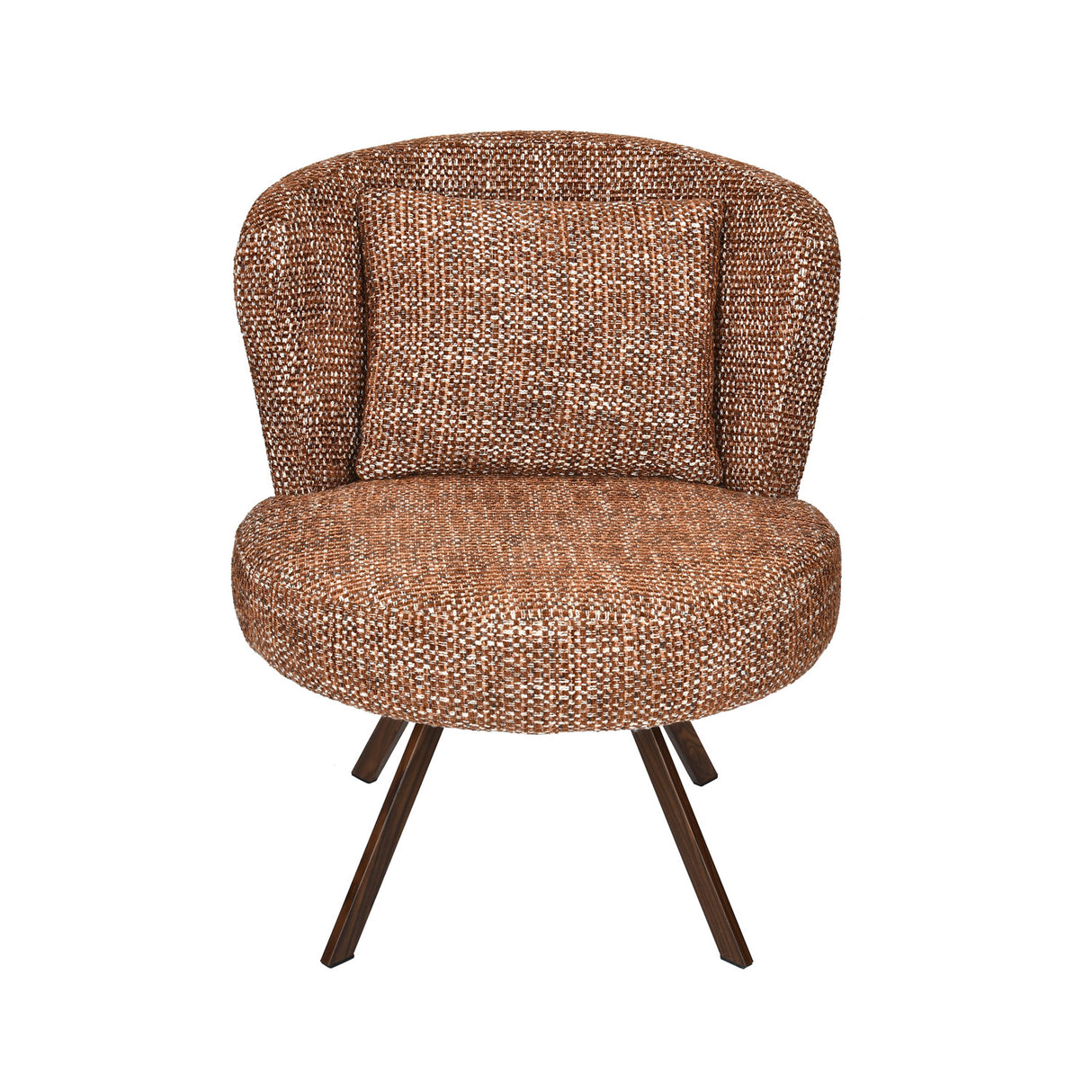 Sola textured Fabric Lounge Chair- Rust Brown