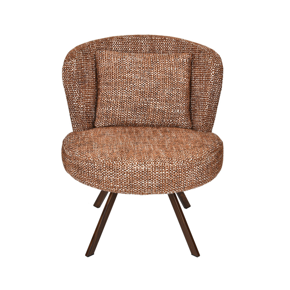Sola textured Fabric Lounge Chair- Rust Brown