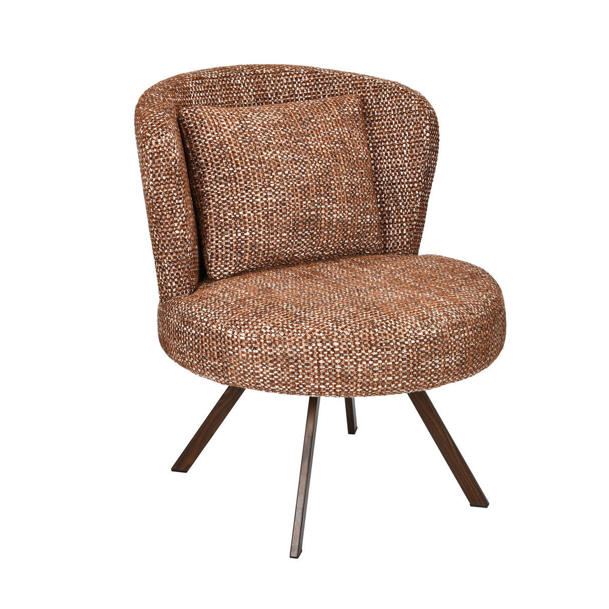 Sola textured Fabric Lounge Chair- Rust Brown