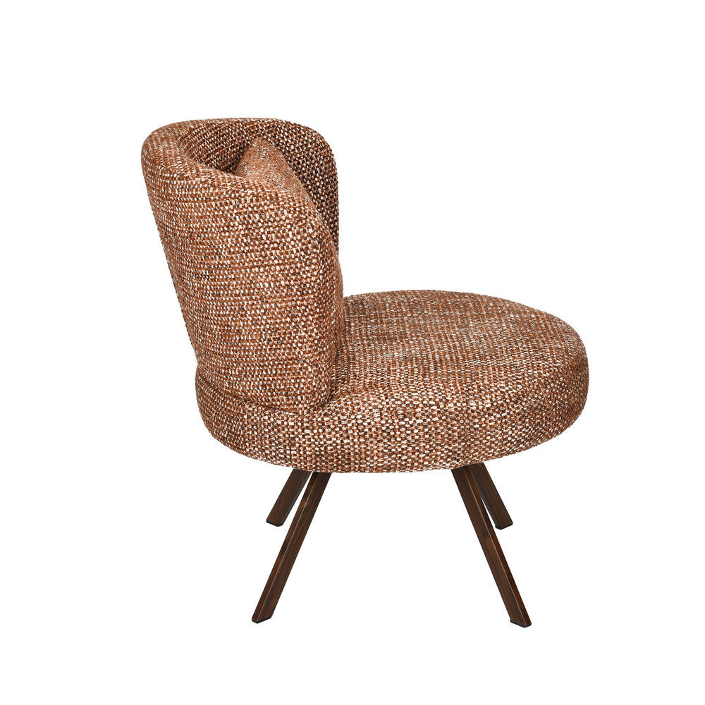 Sola textured Fabric Lounge Chair- Rust Brown