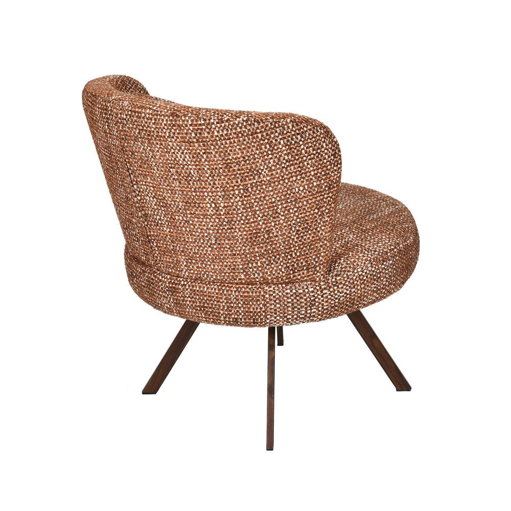Sola textured Fabric Lounge Chair- Rust Brown