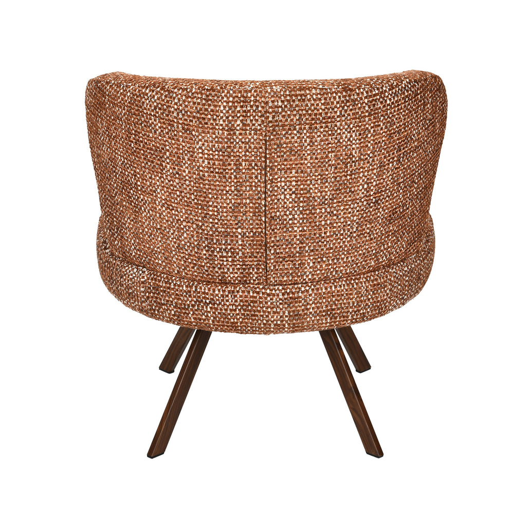 Sola textured Fabric Lounge Chair- Rust Brown