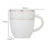 Royal Gold Rim Porcelain Coffee Mug Set of 6- White and Gold