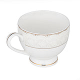 Royal Gold Rim Porcelain Cup and Saucer Set of 6- White and Gold