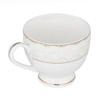 Royal Gold Rim Porcelain Cup and Saucer Set of 6- White and Gold