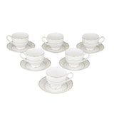 Royal Gold Rim Porcelain Cup and Saucer Set of 6- White and Gold