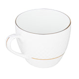 Classic Gold Rim Porcelain Cup and Saucer Set of 6- White and Gold
