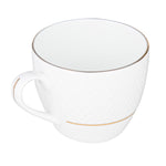 Classic Gold Rim Porcelain Cup and Saucer Set of 6- White and Gold