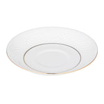 Classic Gold Rim Porcelain Cup and Saucer Set of 6- White and Gold