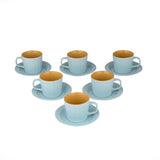 Porcelain Cup & Saucer Set of 6- Blue